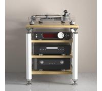 YYLMKMFC Mobile stereo rack audio nero, supporto multimediale AV e torre portaoggetti DVD, supporto TV con ripiano angolare for home theater(White Wood,62x57x78cm)