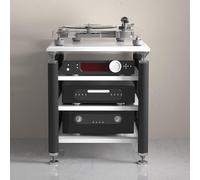 YYLMKMFC Mobile stereo rack audio nero, supporto multimediale AV e torre portaoggetti DVD, supporto TV con ripiano angolare for home theater(Black White,62x57x78cm)