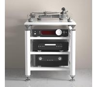 YYLMKMFC Mobile stereo rack audio nero, supporto multimediale AV e torre portaoggetti DVD, supporto TV con ripiano angolare for home theater(White,62x57x78cm)