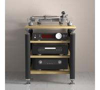YYLMKMFC Mobile stereo rack audio nero, supporto multimediale AV e torre portaoggetti DVD, supporto TV con ripiano angolare for home theater(Black Wood,62x57x78cm)