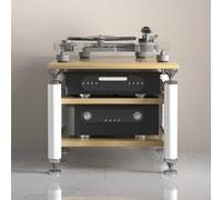 YYLMKMFC Mobile stereo rack audio nero, supporto multimediale AV e torre portaoggetti DVD, supporto TV con ripiano angolare for home theater(White Wood,62x57x56cm)