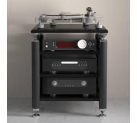 YYLMKMFC Mobile stereo rack audio nero, supporto multimediale AV e torre portaoggetti DVD, supporto TV con ripiano angolare for home theater(Black,62x57x78cm)