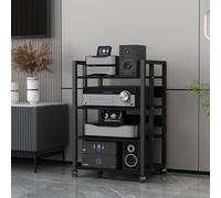 YYLMKMFC Supporto multimediale AV a 4 livelli con ripiani in legno e struttura in acciaio - Rack audio moderno for casa, ufficio o teatro(B,4 Tier)