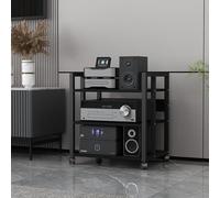 YYLMKMFC Supporto multimediale AV a 4 livelli con ripiani in legno e struttura in acciaio - Rack audio moderno for casa, ufficio o teatro(B,3 Tier)
