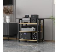 YYLMKMFC Supporto multimediale AV a 4 livelli con ripiani in legno e struttura in acciaio - Rack audio moderno for casa, ufficio o teatro(A,3 Tier)