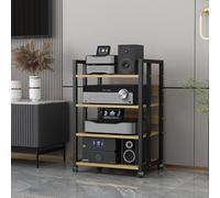 YYLMKMFC Supporto multimediale AV a 4 livelli con ripiani in legno e struttura in acciaio - Rack audio moderno for casa, ufficio o teatro(A,4 Tier)