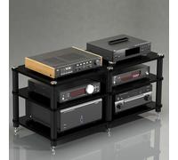 YYLMKMFC Supporto multimediale AV angolare a 2 livelli, armadio stereo e torre rack audio, ripiano portaoggetti con finitura in legno for componenti di intrattenimento(Dark Black,120x48x54cm)