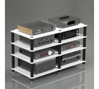 YYLMKMFC Supporto multimediale AV angolare a 2 livelli, armadio stereo e torre rack audio, ripiano portaoggetti con finitura in legno for componenti di intrattenimento(Light White,120x48x75cm)