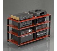 YYLMKMFC Supporto multimediale AV angolare a 2 livelli, armadio stereo e torre rack audio, ripiano portaoggetti con finitura in legno for componenti di intrattenimento(Mahogany Color,120x48x75cm)
