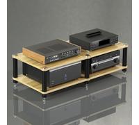YYLMKMFC Supporto multimediale AV angolare a 2 livelli, armadio stereo e torre rack audio, ripiano portaoggetti con finitura in legno for componenti di intrattenimento(Wood Color,120x48x37cm)