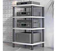 YYLMKMFC Supporto multimediale AV mobile a 4 livelli, rack angolare for TV e audio, mobiletto stereo for CD e spazio di archiviazione multimediale for casa/ufficio/teatro - Moderno(Black,4 Tier)