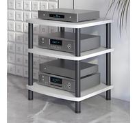 YYLMKMFC Supporto multimediale AV mobile a 4 livelli, rack angolare for TV e audio, mobiletto stereo for CD e spazio di archiviazione multimediale for casa/ufficio/teatro - Moderno(Black,3 Tier)