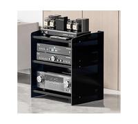 YYLMKMFC Supporto multimediale AV moderno for rack stereo con ripiani regolabili - Armadio portaoggetti a torre audio for casa, ufficio, teatro(Black,60.6cm/23.9in)