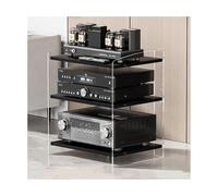 YYLMKMFC Supporto multimediale AV moderno for rack stereo con ripiani regolabili - Armadio portaoggetti a torre audio for casa, ufficio, teatro(Clear Black,60.6cm/23.9in)