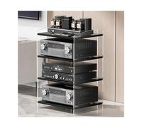 YYLMKMFC Supporto multimediale AV moderno for rack stereo con ripiani regolabili - Armadio portaoggetti a torre audio for casa, ufficio, teatro(Clear Black,79.4cm/31.3in)