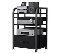 YYLMKMFC Supporto multimediale mobile a 3 livelli con cassetto e ruote, moderno rack audio for lettore CD, stereo e giochi - Mobiletto AV versatile(3-tier)
