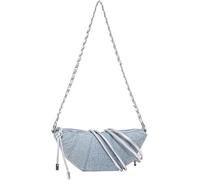 YYLUOYANG Borsa Jeans Donna Borsa in denim a catena a tracolla in nylon con cerniera a mezza luna for gnocchi di jeans(Silver)