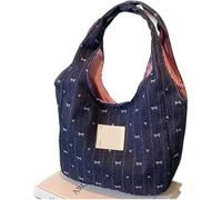 YYLUOYANG Borsa Jeans Donna Borsa in denim a secchiello in Dolce fiocco con in da polso carina for il tempo libero(Dark Blue)