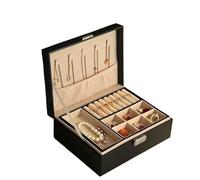 YYLUOYANG Portagioie Donna Scatola for Cosmetici Portatile, Semplice, con Orecchini, Bracciale, Anello, Collana, portagioie a Doppio Strato Porta Gioielli(Noir)