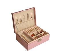 YYLUOYANG Portagioie Donna Scatola for Cosmetici Portatile, Semplice, con Orecchini, Bracciale, Anello, Collana, portagioie a Doppio Strato Porta Gioielli(Pink)