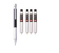 YYMIYU Matita meccanica automatica a basso centro di gravità da 0,5 mm, penna con texture in metallo (nero) + 4 scatole di piombo da 0,5 mm