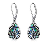 YYmqmq Orecchini a forma di animale, in argento Sterling 925, con conchiglia di abalone, orecchini a monachella, graziosi gioielli a forma di animale, regalo per donne e fidanzate, Piccolo, Metallo