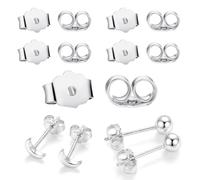 YYMT 10 chiusure per orecchini, in argento Sterling 999, chiusura di sicurezza a farfalla, ipoallergeniche e senza nichel, per orecchini a perno