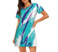 Yyoretp 90's Cup Design Stampa Delle Donne Cotone Camicia Da Notte Maniche Corte Sleepwear Camicia Da Notte Casual Pigiama Comodo, Nero , XL