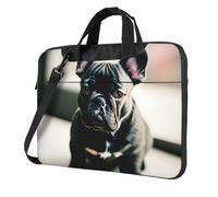 Yyoretp Adorabile borsa per laptop con stampa bulldog francese, custodia portatile a spalla singola, compatibile con 13-16 pollici, Nero , 13 inch