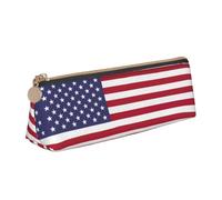 Yyoretp American Flag Print Semplice Triangolare Penna caso di immagazzinaggio del sacchetto per forniture per ufficio, cosmetici, articoli da toeletta, bianco, Taglia unica, Beauty Case