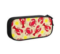 Yyoretp Astuccio con stampa di aragosta e granchio, grande capacità, a doppio strato, con cerniera, per trucchi, matite, organizer., Nero , Taglia unica, Beauty Case