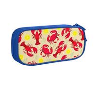 Yyoretp Astuccio con stampa di aragosta e granchio, grande capacità, a doppio strato, con cerniera, per trucchi, matite, organizer., Blu, Taglia unica, Beauty Case