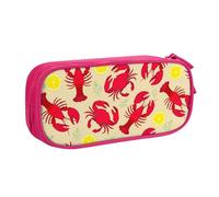 Yyoretp Astuccio con stampa di aragosta e granchio, grande capacità, a doppio strato, con cerniera, per trucchi, matite, organizer., rosa, Taglia unica, Beauty Case