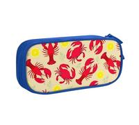 Yyoretp Astuccio con stampa di aragosta e granchio, grande capacità, a doppio strato, con cerniera, per trucchi, matite, organizer., Blu, Taglia unica, Beauty Case