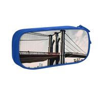 Yyoretp Astuccio con stampa di Brooklyn Bridge, grande capacità, doppio strato con cerniera, astuccio per trucchi e matite organizer., Blu, Taglia unica, Beauty Case