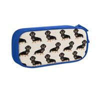 Yyoretp Astuccio con stampa di cane bassotto, grande capacità, doppio strato con cerniera, astuccio per trucchi e matite organizer., Blu, Taglia unica, Beauty Case