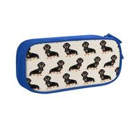Yyoretp Astuccio con stampa di cane bassotto, grande capacità, doppio strato con cerniera, astuccio per trucchi e matite organizer., Blu, Taglia unica, Beauty Case