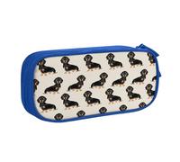 Yyoretp Astuccio con stampa di cane bassotto, grande capacità, doppio strato con cerniera, astuccio per trucchi e matite organizer., Blu, Taglia unica, Beauty Case