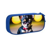 Yyoretp Astuccio con stampa di cane chihuahua, grande capacità, doppio strato con cerniera, astuccio per trucchi e matite organizer., Blu, Taglia unica, Beauty Case