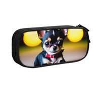 Yyoretp Astuccio con stampa di cane chihuahua, grande capacità, doppio strato con cerniera, astuccio per trucchi e matite organizer., Nero , Taglia unica, Beauty Case