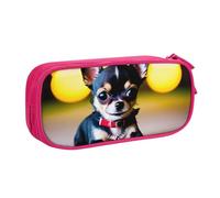 Yyoretp Astuccio con stampa di cane chihuahua, grande capacità, doppio strato con cerniera, astuccio per trucchi e matite organizer., rosa, Taglia unica, Beauty Case