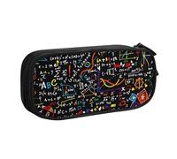 Yyoretp Astuccio con stampa di formule matematiche di grande capacità, doppio strato con cerniera, astuccio per trucchi e matite organizer., Nero , Taglia unica, Beauty Case