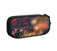 Yyoretp Astuccio con stampa di fuochi d'artificio di grande capacità, doppio strato con cerniera per trucchi, astuccio organizer per matite, Nero , Taglia unica, Beauty Case