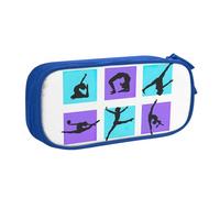 Yyoretp Astuccio con stampa di giochi di ginnastica di grande capacità, doppio strato con cerniera per trucchi, astuccio organizer per matite e matite., Blu, Taglia unica, Beauty Case