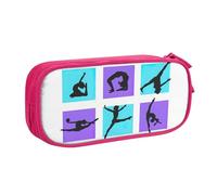 Yyoretp Astuccio con stampa di giochi di ginnastica di grande capacità, doppio strato con cerniera per trucchi, astuccio organizer per matite e matite., rosa, Taglia unica, Beauty Case