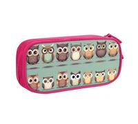 Yyoretp Astuccio con stampa di gufi in stile cartone animato, con cerniera a doppio strato, organizer per matite e matite, rosa, Taglia unica, Beauty Case