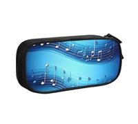 Yyoretp Astuccio con stampa di note musicali blu cielo di grande capacità, doppio strato con cerniera per trucchi, astuccio organizer per matite, Nero , Taglia unica, Beauty Case