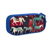 Yyoretp Astuccio con stampa di vari tipi di cavalli, organizer a doppio strato con cerniera per trucchi., Blu, Taglia unica, Beauty Case