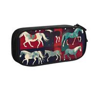 Yyoretp Astuccio con stampa di vari tipi di cavalli, organizer a doppio strato con cerniera per trucchi., Nero , Taglia unica, Beauty Case
