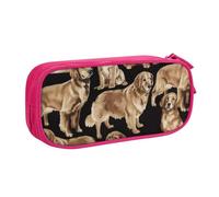 Yyoretp Astuccio con stampa Golden Retrievers di grande capacità, a doppio strato, con cerniera, per trucchi, matite, organizer., rosa, Taglia unica, Beauty Case